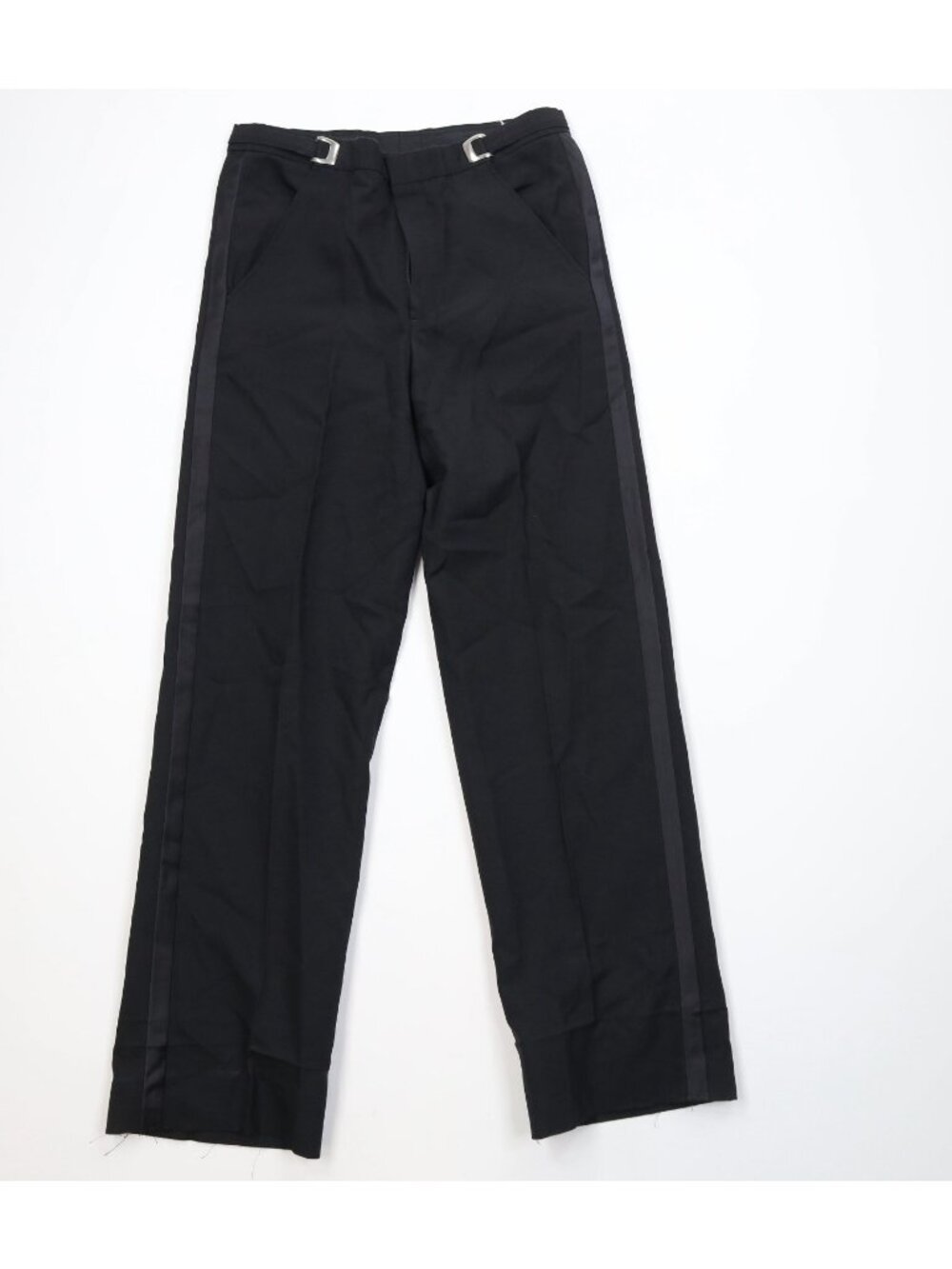 Vintage 90s Streetwear Mens 29x32 Wool Blend Knit Buckle Waist Tuxedo Pants Prom